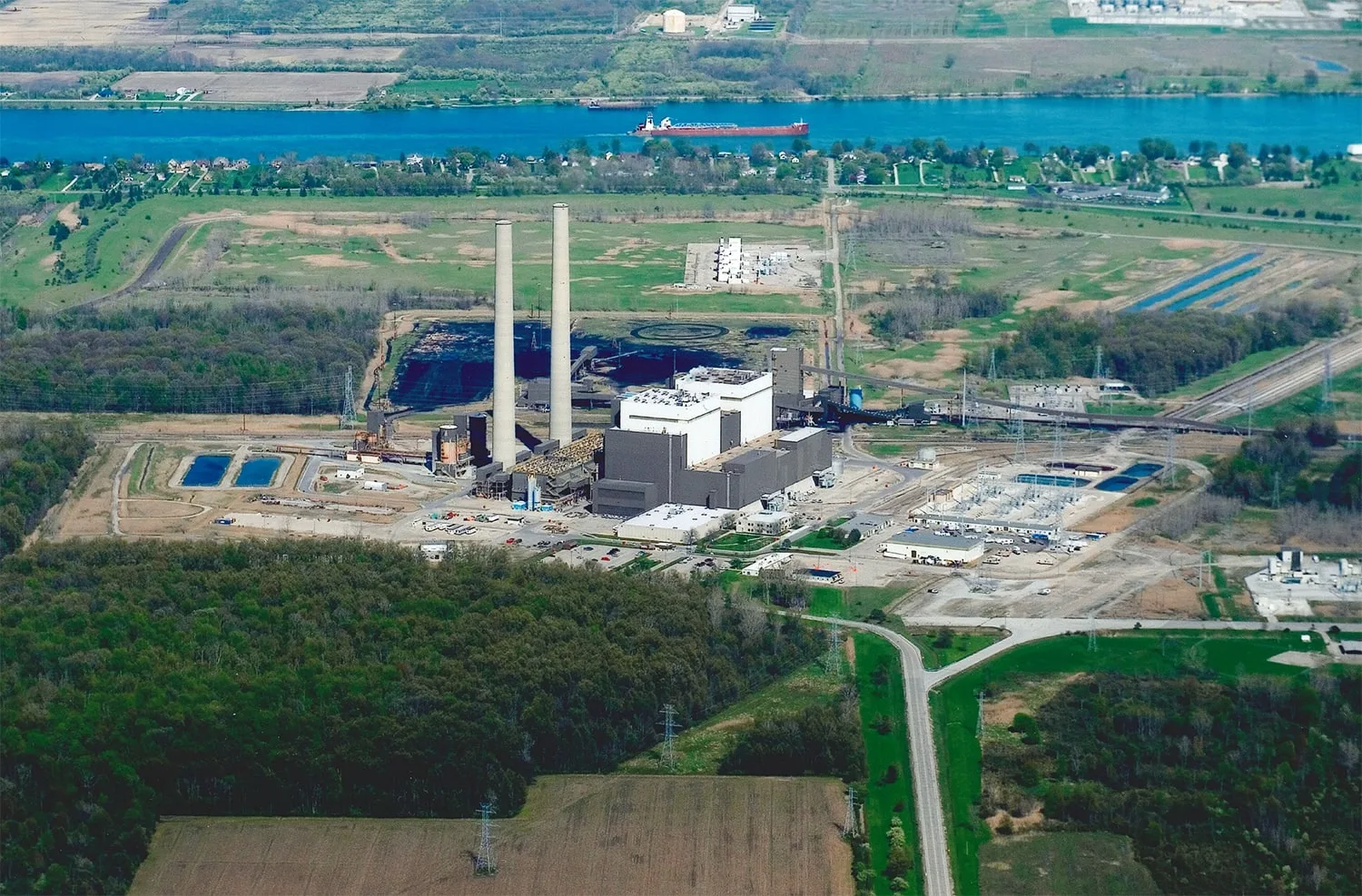 Aerial view of Belle River Power Plant in Michigan