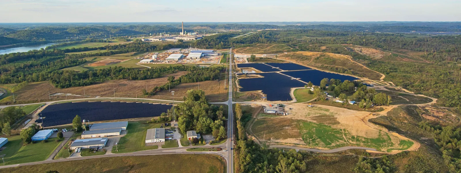 Drone view of solar arrays at BHE Renewables' Ravenswood Solar Microgrid.