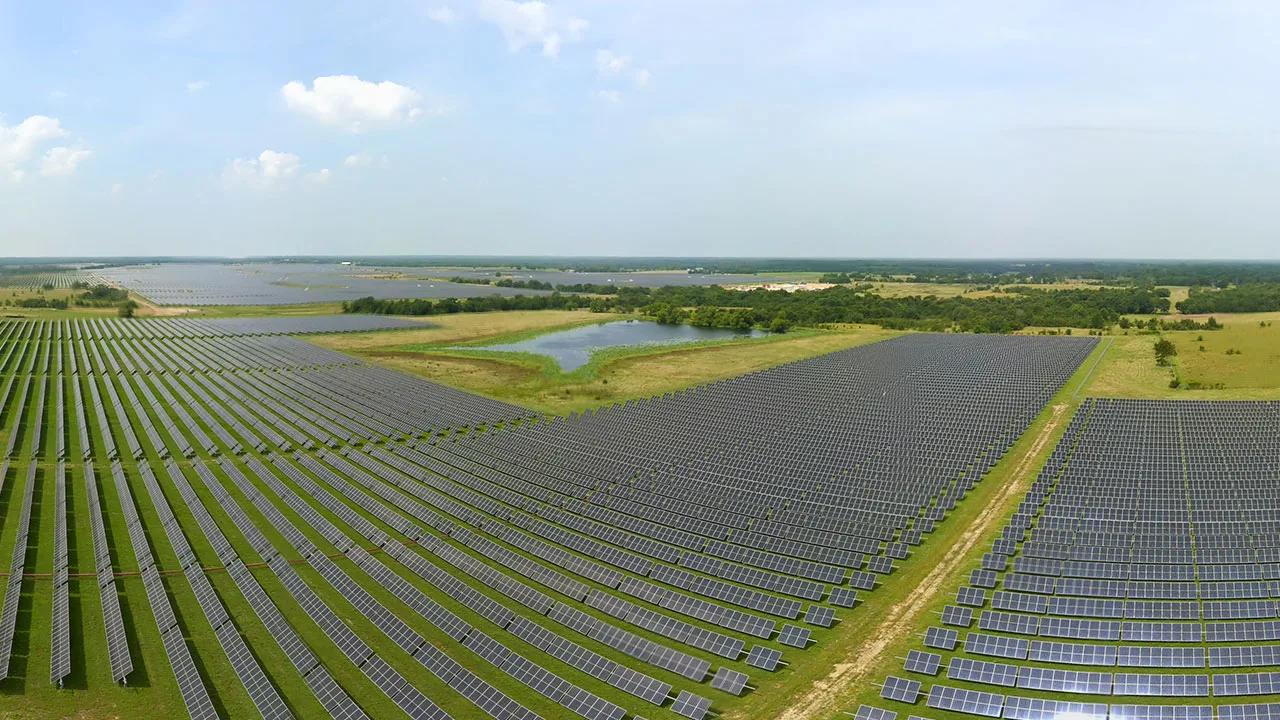 Solar arrays at Enel North America's Stampede solar-plus-storage project.