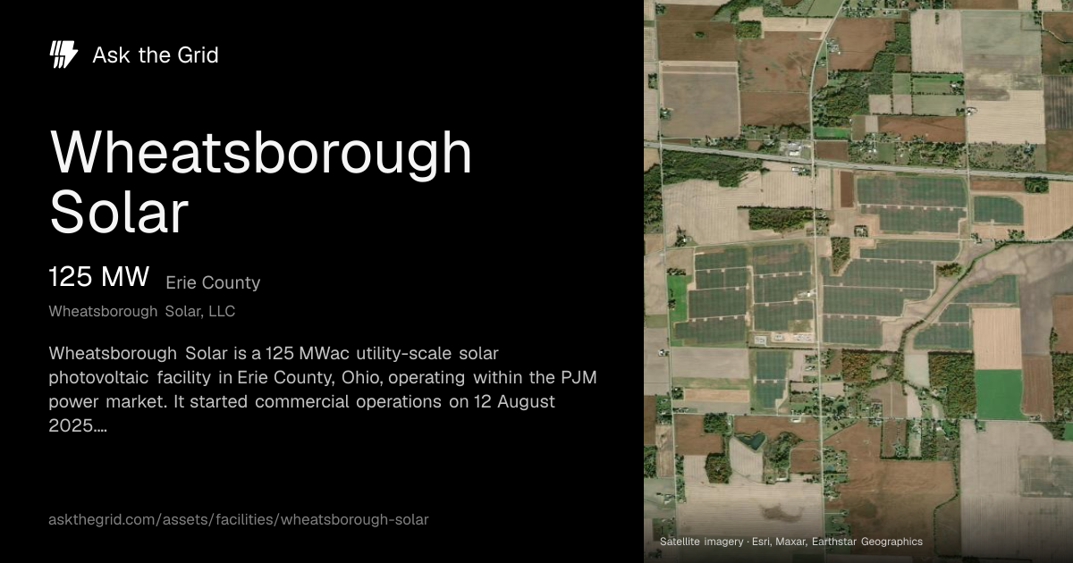Wheatsborough Solar — 125 MW solar farm, Erie County, OH · Ask the Grid